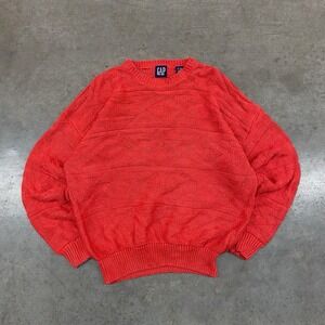 VTG GAP Knit Sweater Red Textured Crewneck 90s Mens XL